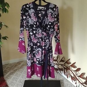 LOFT Floral Bell Sleeve Dress